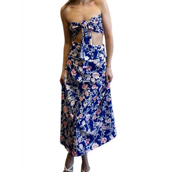 NEW FORE COLLECTION royal tie top in blue multi - Picture 2 of 3